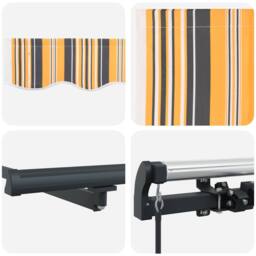 Berkfield Home Manual Retractable Awning Multicolour Stripe 450x300 cm in Yellow - thumbnail 8