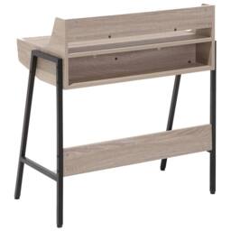 Wyld and Coco Nordic Desk 77 x 46 cm Light Brown with Black Steel Base and 2 Drawers - thumbnail 7