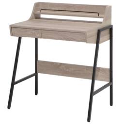 Wyld and Coco Nordic Desk 77 x 46 cm Light Brown with Black Steel Base and 2 Drawers - thumbnail 5