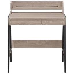 Wyld and Coco Nordic Desk 77 x 46 cm Light Brown with Black Steel Base and 2 Drawers - thumbnail 4