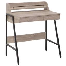 Wyld and Coco Nordic Desk 77 x 46 cm Light Brown with Black Steel Base and 2 Drawers - thumbnail 2