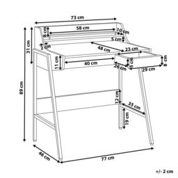 Wyld and Coco Nordic Desk 77 x 46 cm Light Brown with Black Steel Base and 2 Drawers - thumbnail 3