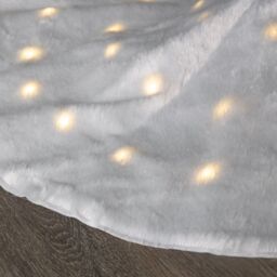Samuel Alexander 90cm USB Powered Light up White Fur Fabric Christmas Tree Skirt with LEDs - thumbnail 7