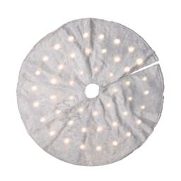 Samuel Alexander 90cm USB Powered Light up White Fur Fabric Christmas Tree Skirt with LEDs - thumbnail 8