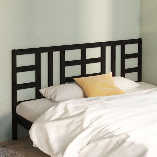 Berkfield Home Bed Headboard Black 206x4x100 cm Solid Wood Pine - Size: 206 x 4 x 100 cm - image 1