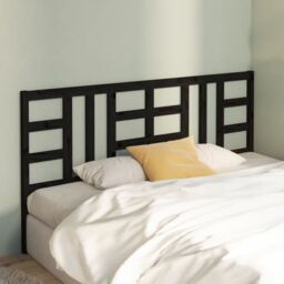 Berkfield Home Bed Headboard Black 206x4x100 cm Solid Wood Pine - Size: 206 x 4 x 100 cm - thumbnail 3