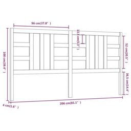 Berkfield Home Bed Headboard Black 206x4x100 cm Solid Wood Pine - Size: 206 x 4 x 100 cm - thumbnail 6