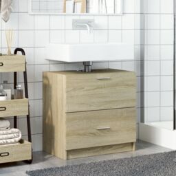 Berkfield Home Sink Cabinet Sonoma Oak 59x37x59 cm Engineered Wood in Brown - Size: 59 x 37 x 59 cm - thumbnail 3