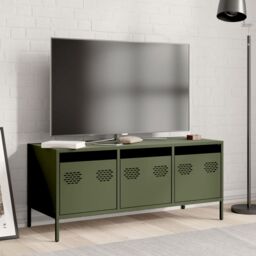 Berkfield Home TV Cabinet Olive Green 101.5x39x43.5 cm Cold-rolled Steel - thumbnail 3