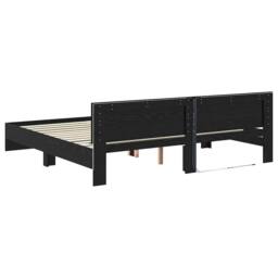 Berkfield Home Bed Frame with Headboard Black Oak 200 x 200 cm Engineered Wood - thumbnail 8