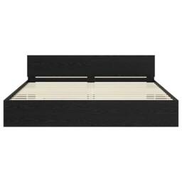 Berkfield Home Bed Frame with Headboard Black Oak 200 x 200 cm Engineered Wood - thumbnail 6