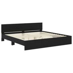 Berkfield Home Bed Frame with Headboard Black Oak 200 x 200 cm Engineered Wood - thumbnail 5
