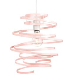 Happy Homewares Gloss Metal Double Ribbon Spiral Swirl Ceiling Light Pendant in Pink - thumbnail 3