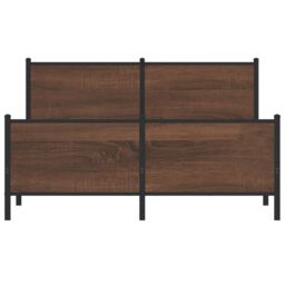 Berkfield Home Metal Bed Frame without Mattress Brown Oak 140x200 cm - thumbnail 5