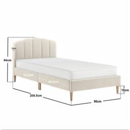 Flair Scallop Velvet Bed Frame Beige - Size: Single - thumbnail 5