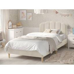 Flair Scallop Velvet Bed Frame Beige - Size: Single