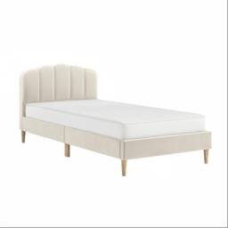 Flair Scallop Velvet Bed Frame Beige - Size: Single - thumbnail 3
