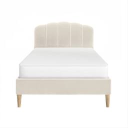 Flair Scallop Velvet Bed Frame Beige - Size: Single - thumbnail 4