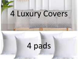 Luxury Living Luxurious Textured Velvet Cushions Set of 4 - Soft Plush Fibre Pads, Vibrant Colours for Sofa & Bed Décor - Size: 45 cm x 45 cm - thumbnail 2