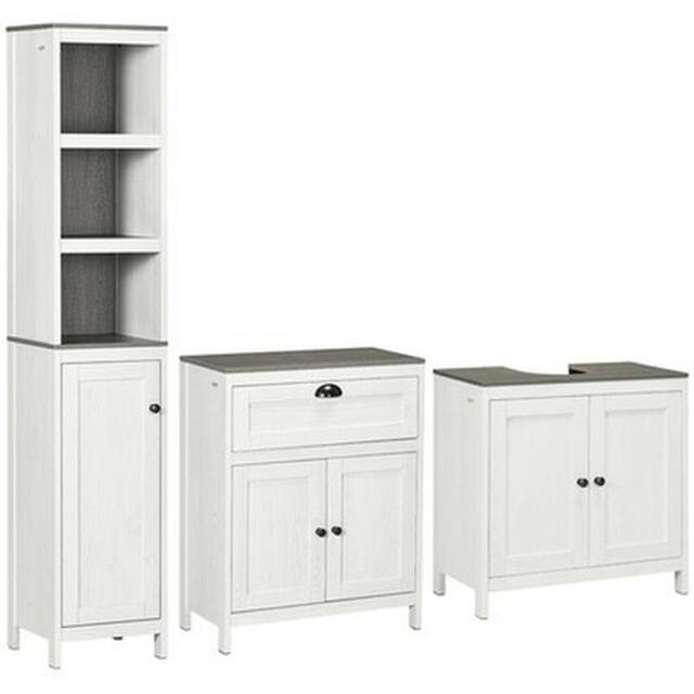 NESTLUNE Bathroom Furniture Set with Adjustable Shelves Antique White - image 1
