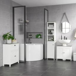 NESTLUNE Bathroom Furniture Set with Adjustable Shelves Antique White - thumbnail 2