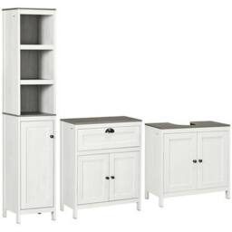 NESTLUNE Bathroom Furniture Set with Adjustable Shelves Antique White - thumbnail 1