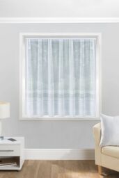 Tyrone Textiles Plain Stripe Sheer Lace Net Curtain - Pre Cut Ready To Hang in White - Size: 500 cm width x 114 cm drop - thumbnail 2