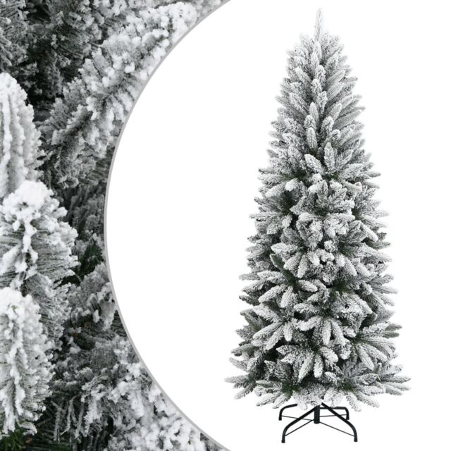 Berkfield Home Artificial Christmas Tree with Flocked Snow 180 cm PVC&PE in White - image 1