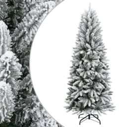 Berkfield Home Artificial Christmas Tree with Flocked Snow 180 cm PVC&PE in White - thumbnail 1
