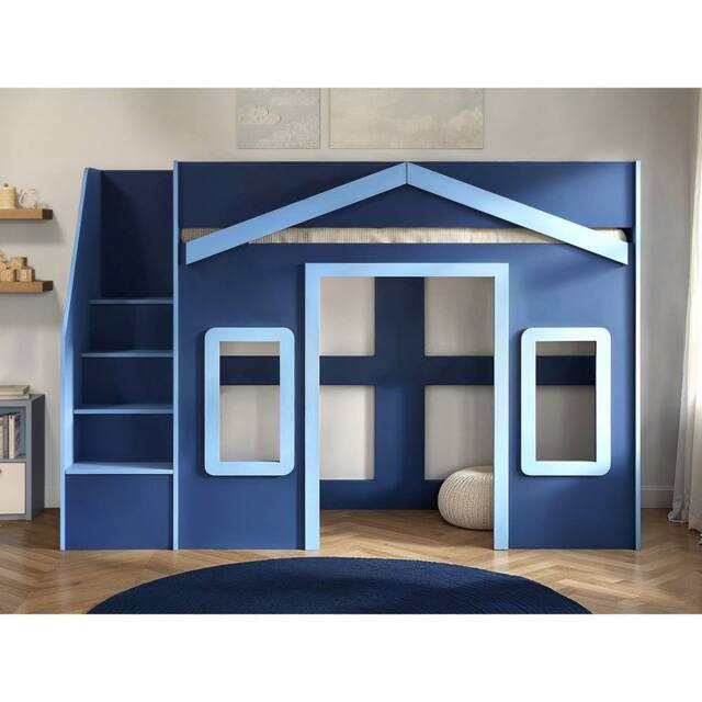 Flair Nixon Playhouse High Sleeper with Storage in Navy - Size: Single - image 1