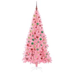 Berkfield Home Christmas Tree with 300 LEDs with Stand Pink 180 cm PVC - thumbnail 6
