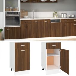 Berkfield Home Drawer Bottom Cabinet Brown Oak 40x46x81.5 cm Engineered Wood - thumbnail 1
