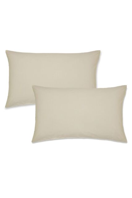 Catherine Lansfield 'Easy Iron Percale' Standard Pillowcase Pair in Cream - Size: Standard Pillow Case - image 1