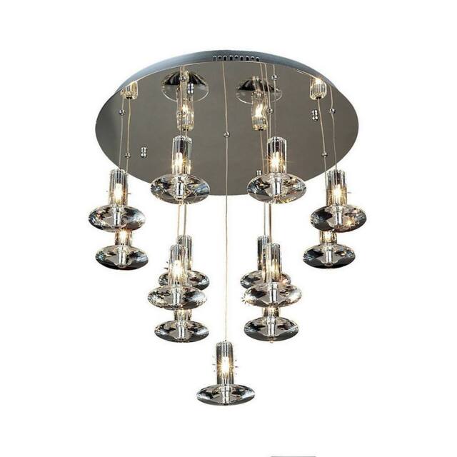 Netlighting Troy Pendant Round 13 Light G4 Chrome Crystal NOT LED CFL Compatible in Grey - image 1