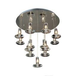 Netlighting Troy Pendant Round 13 Light G4 Chrome Crystal NOT LED CFL Compatible in Grey - thumbnail 1