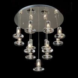Netlighting Troy Pendant Round 13 Light G4 Chrome Crystal NOT LED CFL Compatible in Grey - thumbnail 2