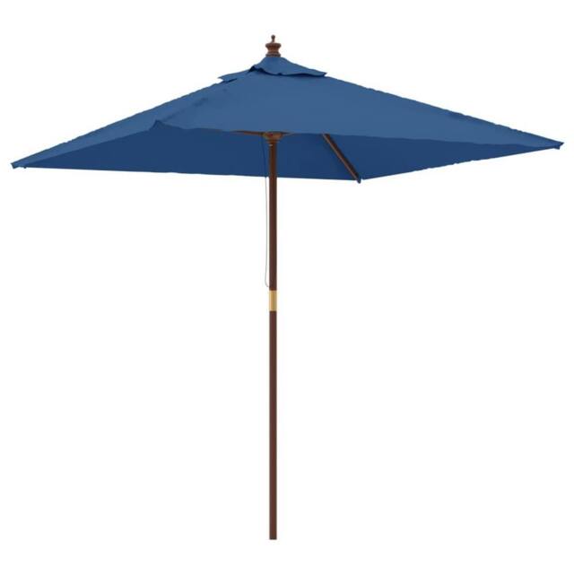 Berkfield Home Garden Parasol with Wooden Pole Azure Blue 198x198x231 cm - Size: 198 x 198 x 231 cm - image 1