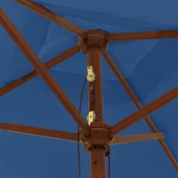 Berkfield Home Garden Parasol with Wooden Pole Azure Blue 198x198x231 cm - Size: 198 x 198 x 231 cm - thumbnail 5