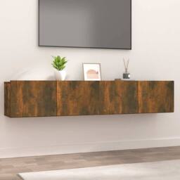 Berkfield Home TV Cabinets 2 pcs Smoked Oak 80x30x30 cm Engineered Wood in Brown - Size: 80 x 30 x 30 cm - thumbnail 2