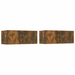 Berkfield Home TV Cabinets 2 pcs Smoked Oak 80x30x30 cm Engineered Wood in Brown - Size: 80 x 30 x 30 cm - thumbnail 1