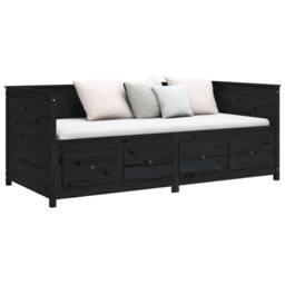 Berkfield Home Beautiful Day Bed Black 90x190 cm Solid Wood Pine - thumbnail 6