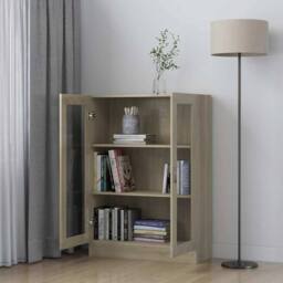 Berkfield Home Vitrine Cabinet Sonoma Oak 82.5x30.5x115 cm Engineered Wood in Light Tan