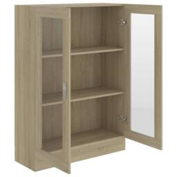 Berkfield Home Vitrine Cabinet Sonoma Oak 82.5x30.5x115 cm Engineered Wood in Light Tan - thumbnail 5