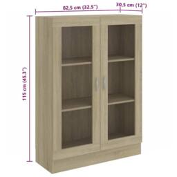 Berkfield Home Vitrine Cabinet Sonoma Oak 82.5x30.5x115 cm Engineered Wood in Light Tan - thumbnail 8