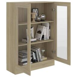 Berkfield Home Vitrine Cabinet Sonoma Oak 82.5x30.5x115 cm Engineered Wood in Light Tan - thumbnail 4
