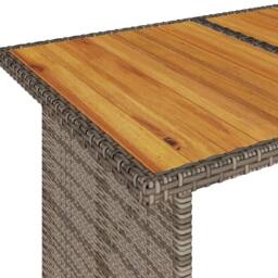 Berkfield Home Garden Table with Wooden Top Grey 110x68x70 cm Poly Rattan - Size: 110 x 68 x 70 cm - thumbnail 8