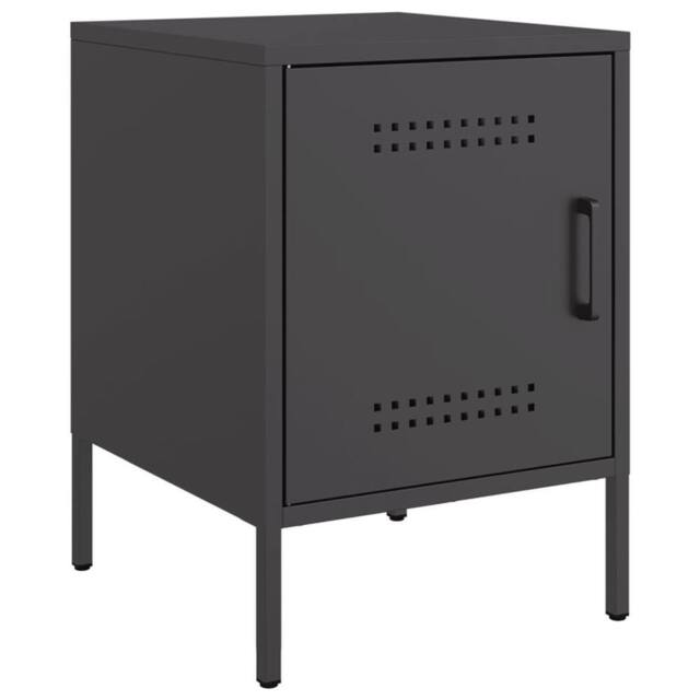 Berkfield Home Bedside Cabinet Black 36x39x50.5 cm Steel - image 1