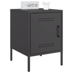 Berkfield Home Bedside Cabinet Black 36x39x50.5 cm Steel - thumbnail 4