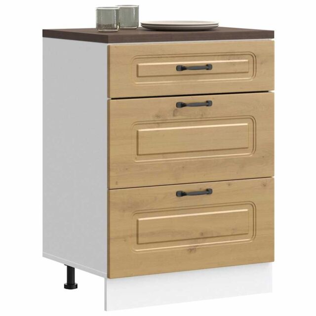 Berkfield Home Kitchen Base Cabinet Kalmar Artisan Oak Engineered Wood in Brown - image 1