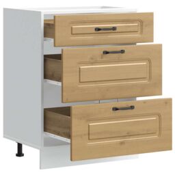 Berkfield Home Kitchen Base Cabinet Kalmar Artisan Oak Engineered Wood in Brown - thumbnail 5